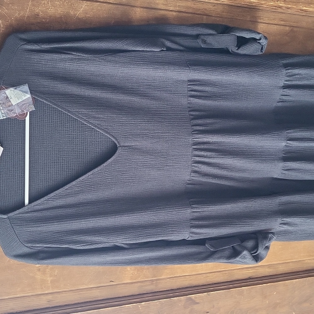 Knox Rose Long Sleeve Gray V Neck Dress Babydoll Fit Women's Size XL MSRP $29